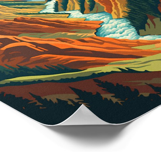 Yellowstone National Park Grand Canyon Retro Art Poster (Hoek)