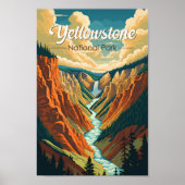 Yellowstone National Park Grand Canyon Retro Art Poster (Voorkant)