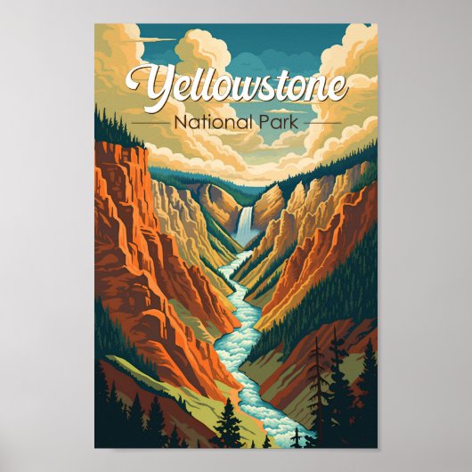 Yellowstone National Park Grand Canyon Retro Art Poster (Voorkant)