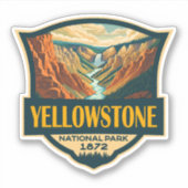 Yellowstone National Park Grand Canyon Retro Art Sticker (Voorkant)
