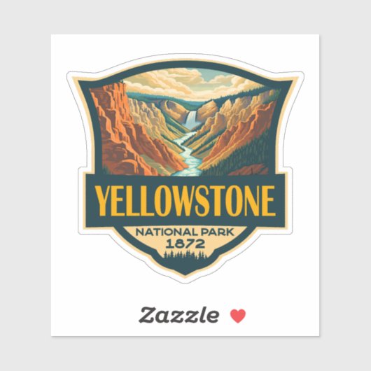 Yellowstone National Park Grand Canyon Retro Art Sticker (Vel)