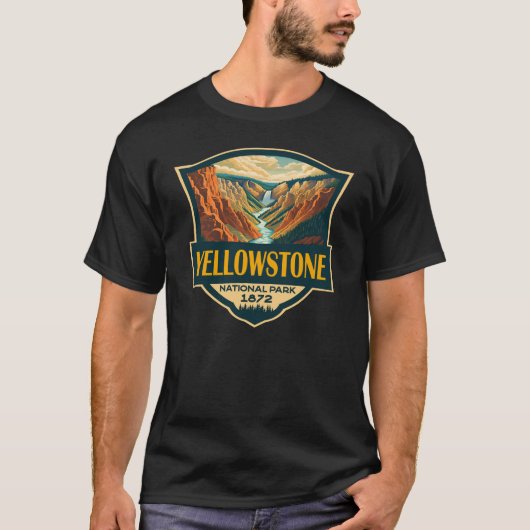 Yellowstone National Park Grand Canyon Retro Art T-shirt (Voorkant)