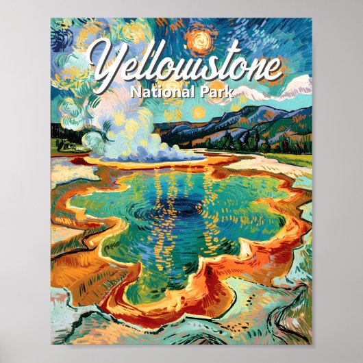 Yellowstone National Park Grand Prismatic Van Gogh Poster (Voorkant)