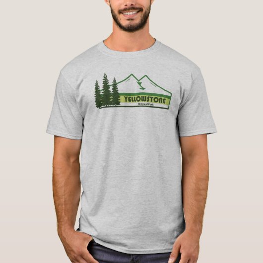 Yellowstone National Park Green Stripes T-shirt (Voorkant)