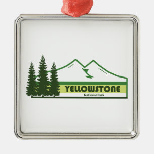 Yellowstone National Park Groene Strepen Metalen Ornament