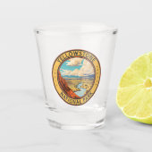 Yellowstone National Park Hayden Valley Reiskunst Shot Glas (Voorkant)