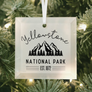 Yellowstone National Park Hiking Camping Glas Ornament
