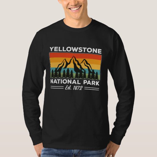 Yellowstone National Park Hiking Camping Retro T-shirt (Voorkant)