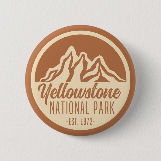 Yellowstone National Park Hiking Camping Ronde Button 5,7 Cm (Voorkant)