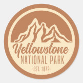 Yellowstone National Park Hiking Camping Ronde Sticker (Voorkant)