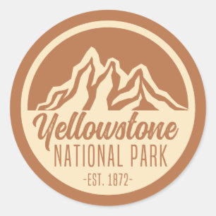 Yellowstone National Park Hiking Camping Ronde Sticker