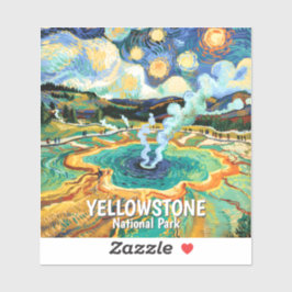 Yellowstone National Park Hot Spring Van Gogh Art Sticker