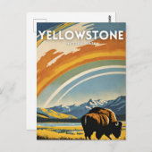 Yellowstone National Park illustratie retro Briefkaart (Voorkant / Achterkant)