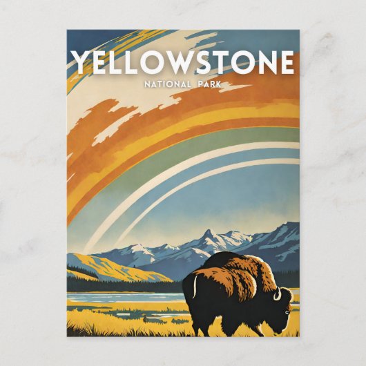 Yellowstone National Park illustratie retro Briefkaart (Voorkant)