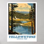 Yellowstone National Park illustratie retro deco Poster (Voorkant)
