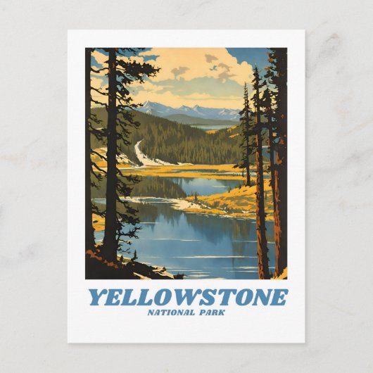 Yellowstone National Park illustratie retro decor Briefkaart (Voorkant)