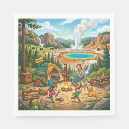 Yellowstone National Park Kampeer Familie Avontuur Servet