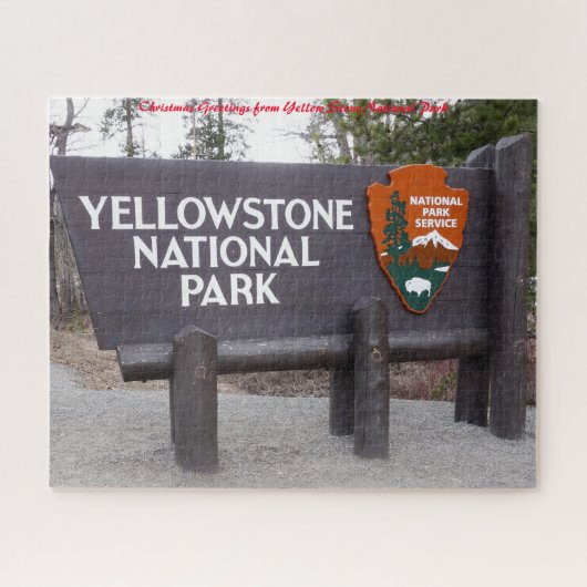Yellowstone National Park.Kerstgroeten Legpuzzel (Horizontaal)