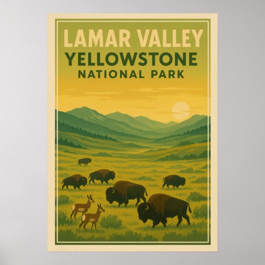 Yellowstone National Park - Lamar Valley V01 Poster (Voorkant)