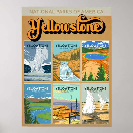 Yellowstone National Park Landmark Collage Poster (Voorkant)
