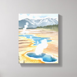 Yellowstone National Park | Landschap Aquarel Canvas Afdruk