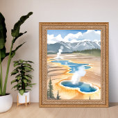 Yellowstone National Park | Landschap Aquarel Poster