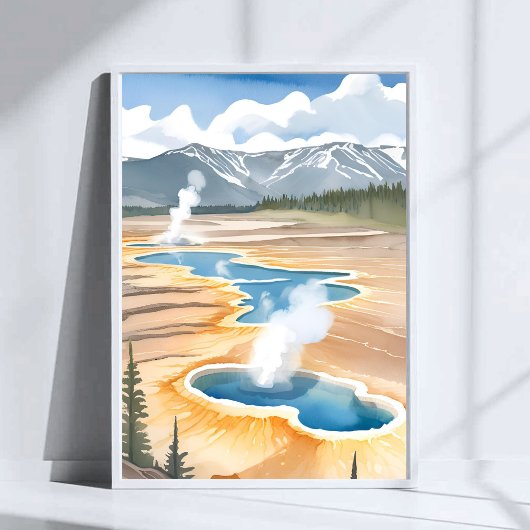 Yellowstone National Park | Landschap Aquarel Poster
