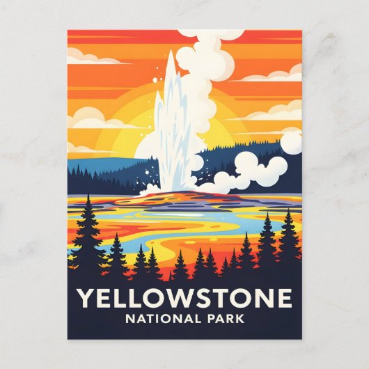 Yellowstone National Park – Levendige Geiser Briefkaart (Voorkant)