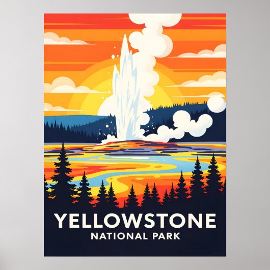 Yellowstone National Park – Levendige Geiser Poster (Voorkant)