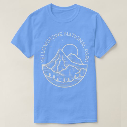 Yellowstone National Park Lineart Mountains T-shirt (Design voorkant)