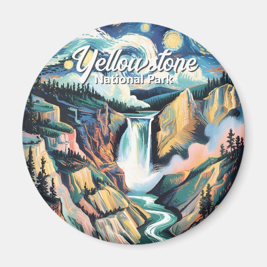 Yellowstone National Park Lower Falls Levendig Magneet (Voorkant)
