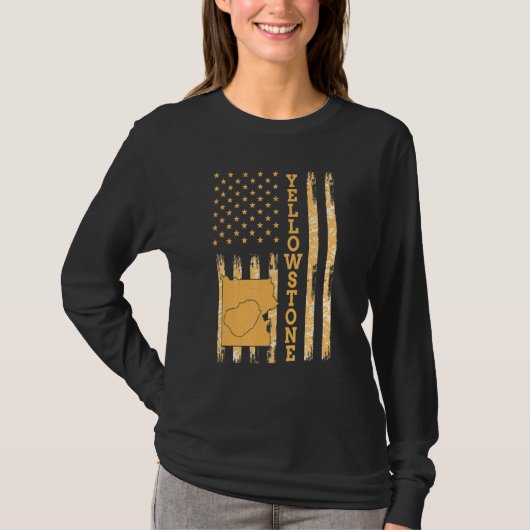 Yellowstone National Park Map America Vlag T-shirt (Voorkant)