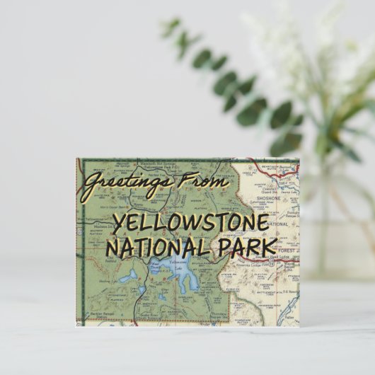 Yellowstone National Park Map Briefkaart (Staand voorkant)