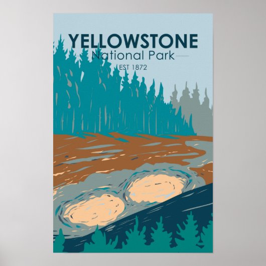 Yellowstone National Park Moddervulkaan Vintage Poster (Voorkant)