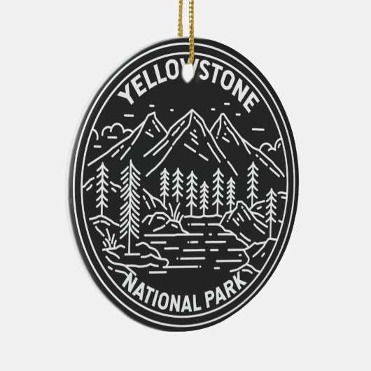 Yellowstone National Park  Monoline Keramisch Ornament (Rechts)
