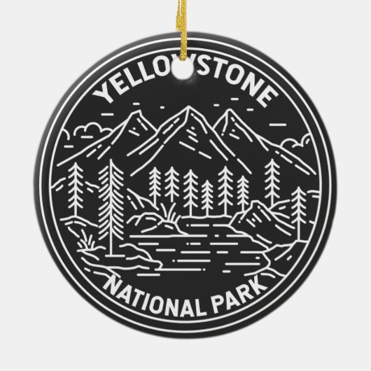Yellowstone National Park  Monoline Keramisch Ornament (Achterkant)