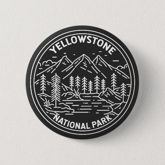 Yellowstone National Park  Monoline Ronde Button 5,7 Cm (Voorkant)