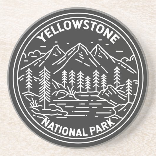 Yellowstone National Park  Monoline Zandsteen Onderzetter (Voorkant)