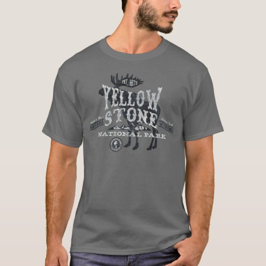 Yellowstone National Park Moose T-Shirt-grijs T-shirt (Voorkant)