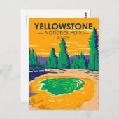 Yellowstone National Park Morning Glory Pool Retro Briefkaart (Voorkant / Achterkant)