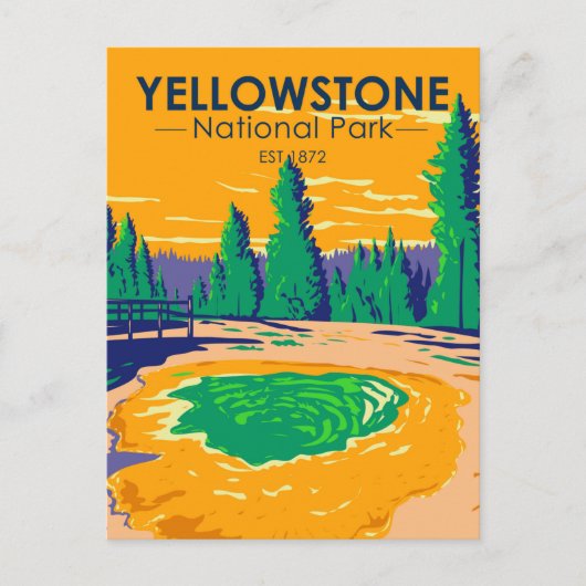 Yellowstone National Park Morning Glory Pool Retro Briefkaart (Voorkant)