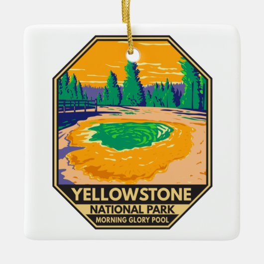 Yellowstone National Park Morning Glory Pool Retro Keramisch Ornament (Voorkant)