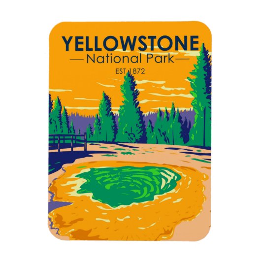 Yellowstone National Park Morning Glory Pool Retro Magneet (Verticaal)
