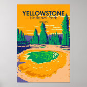Yellowstone National Park Morning Glory Pool Retro Poster (Voorkant)