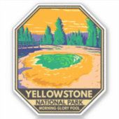Yellowstone National Park Morning Glory Pool Retro Sticker (Voorkant)
