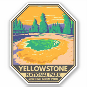 Yellowstone National Park Morning Glory Pool Retro Sticker