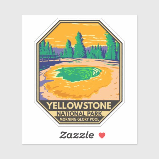 Yellowstone National Park Morning Glory Pool Retro Sticker (Vel)