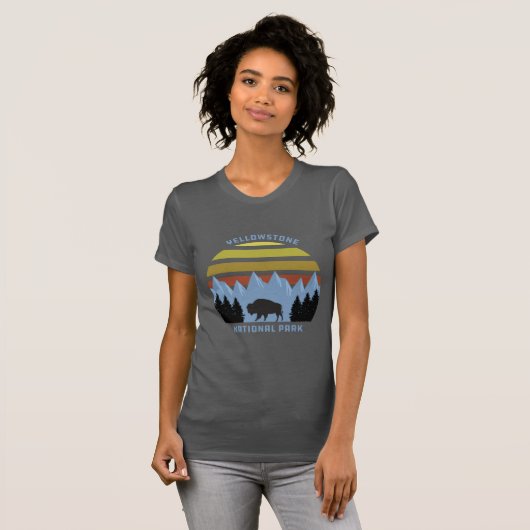 Yellowstone National Park Mountain Souvenir T-shirt (Voorkant volledig)