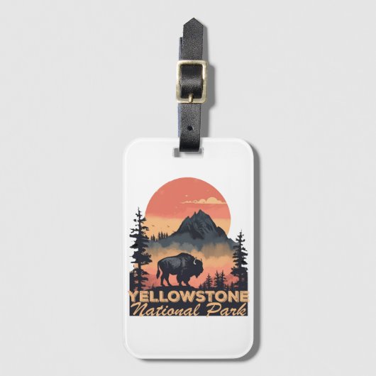 Yellowstone National Park Mountain Travel Bagagelabel (Voorkant (verticaal))