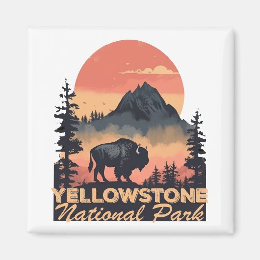 Yellowstone National Park Mountain Travel Magneet (Voorkant)